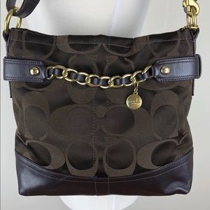 Coach Signature Jacquard And Leather Crossbody Bag